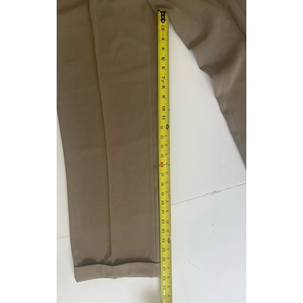 Vittorio St Angelo Mens Dress Pants 38L Pleated Cuffed Khaki Tan Italian Slacks